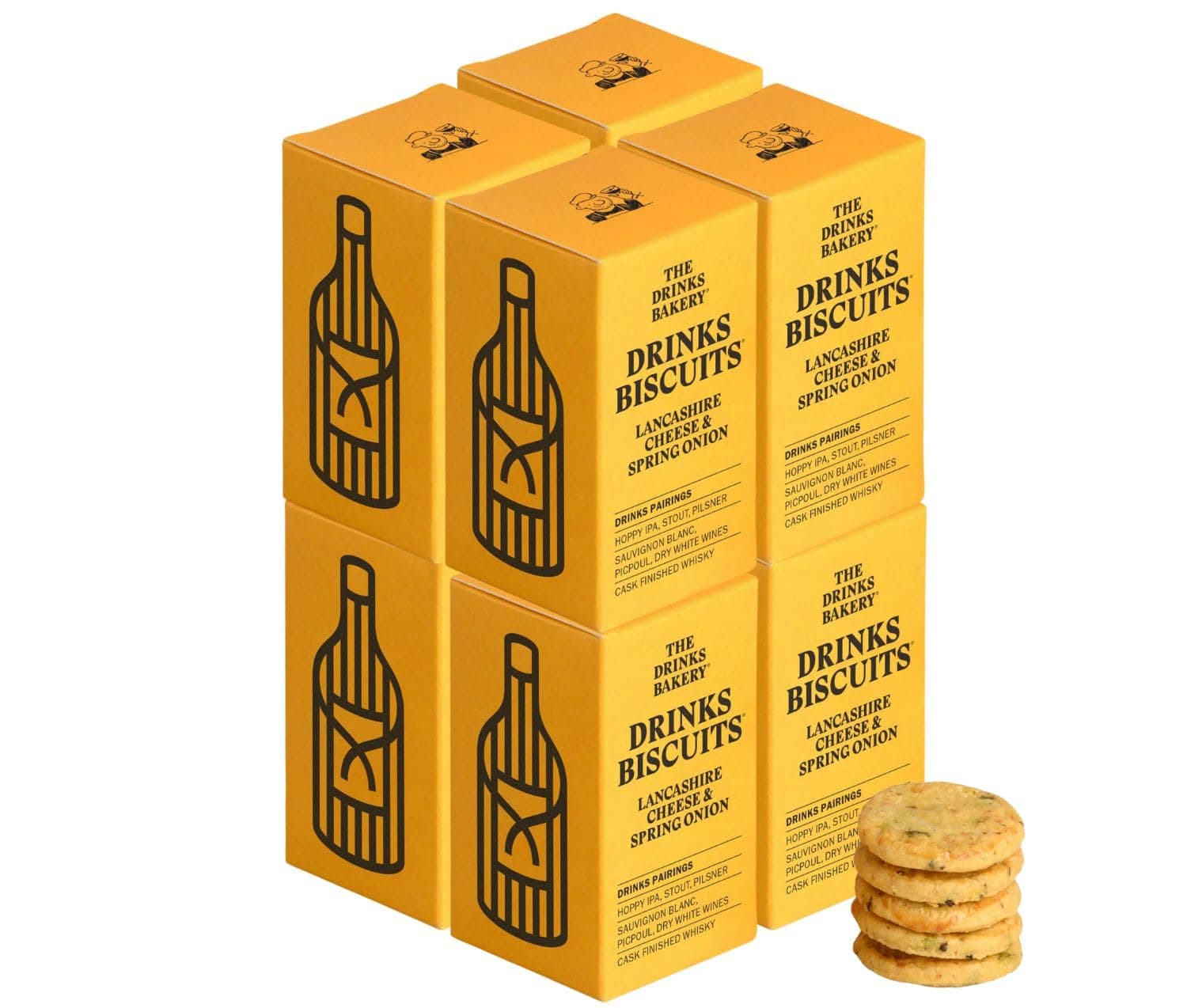 Lancashire Cheese & Spring Onion - Premium Biscuits Paired with Bitter Beers, White Wine & Whisky - Award Winning Drinks Biscuits Seen on Dragons’ Den - 8 x 36g Pack