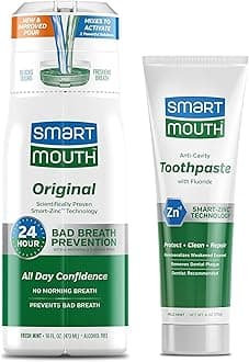 Premium Zinc Ion Toothpaste & Original Activated Mouthwash Combo - Whitening Toothpaste with Fluoride (Mild Mint Flavor) & Adult Mouthwash for Bad Breath (Fresh Mint Flavor)