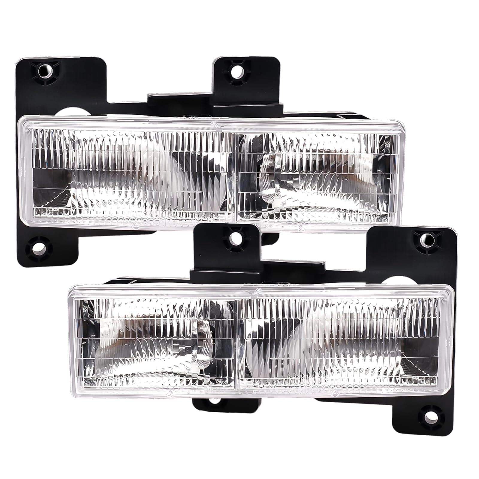 2Pcs Headlights Assembly for 1988-2002 Chevy GMC C/K 1500 2500 3500 Suburban,1992-1999 Blazer,1995-2000 Tahoe Halogen Headlamp, Factory OE Style