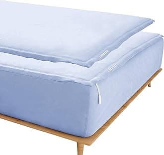 Zip On Sheets™ Zipper Fitted Sheet King Size - Upto 16” Inch Deep Pockets - Includes 1 Fitted Sheet Base & 2 Zip-On Sheets - Easy to Use, Sateen Cotton 500 TC Fitted Sheet - Sky Blue