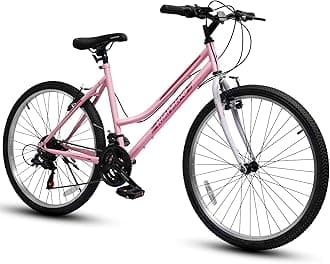24/26 Inch Mountain Bike for Girls Women, 21 Speed Mountain Bicycle with Dual V-Brake, Carbon Steel Frame, Commuting City Bike to School Work Summer Travel
