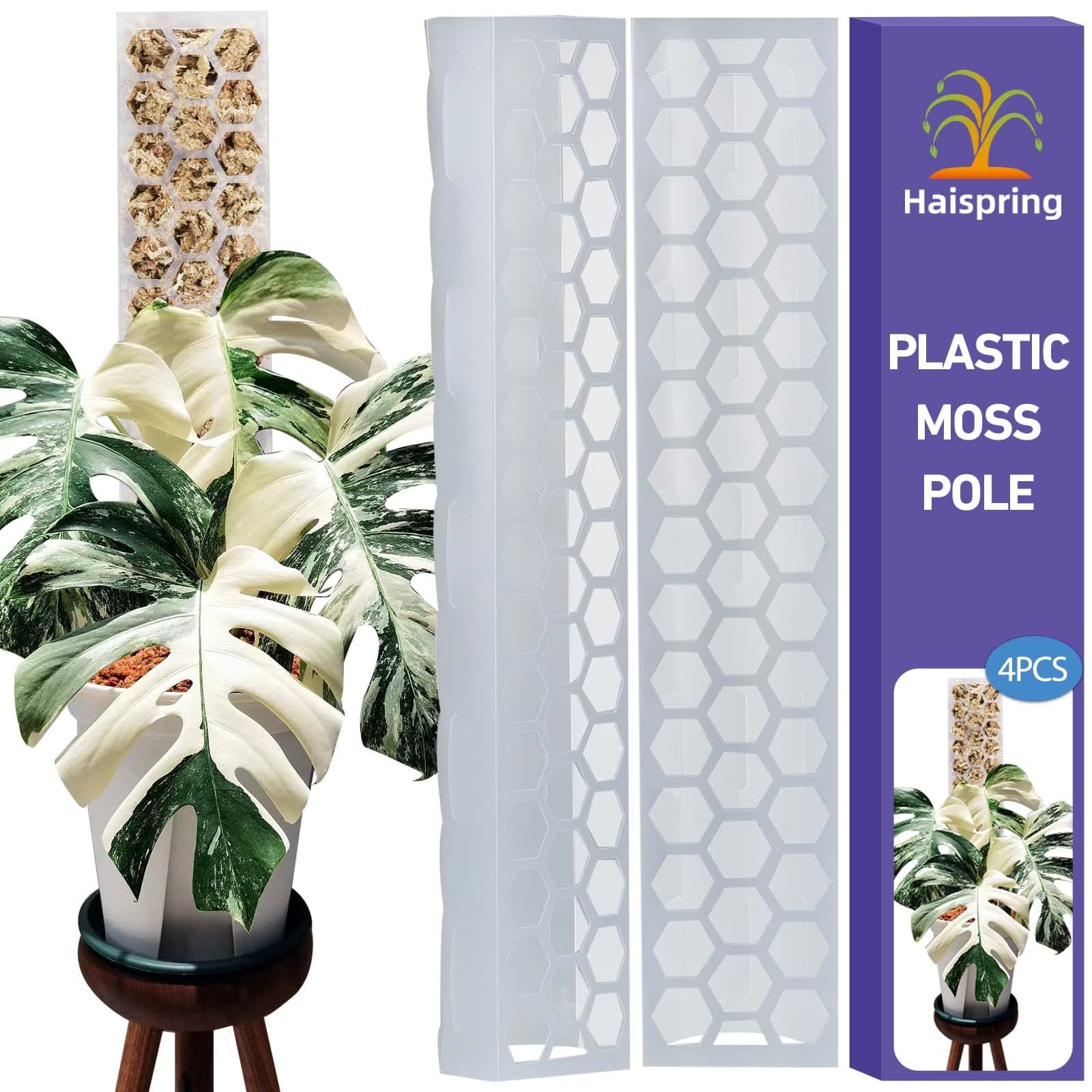 Haispring Plastic Moss Pole 4 Pcs Plant Stakes Extending to 62 Inch for Training Indoor Climbing Plants Such as Monstera to Grow Upwards-Use Plant Support Poles Work with Sphagnum Moss or Other soils