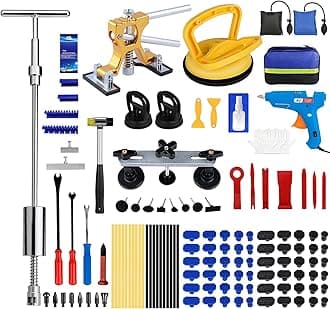 Dent Puller Hail Remover Kits,129pc Professional Car Paintless Dent Removal Tools,Slide Hammer 2 in 1 T-Bar, Adjustable Dent Lifter,Bridge Puller for Auto Dent Damage Removal, Door Dings
