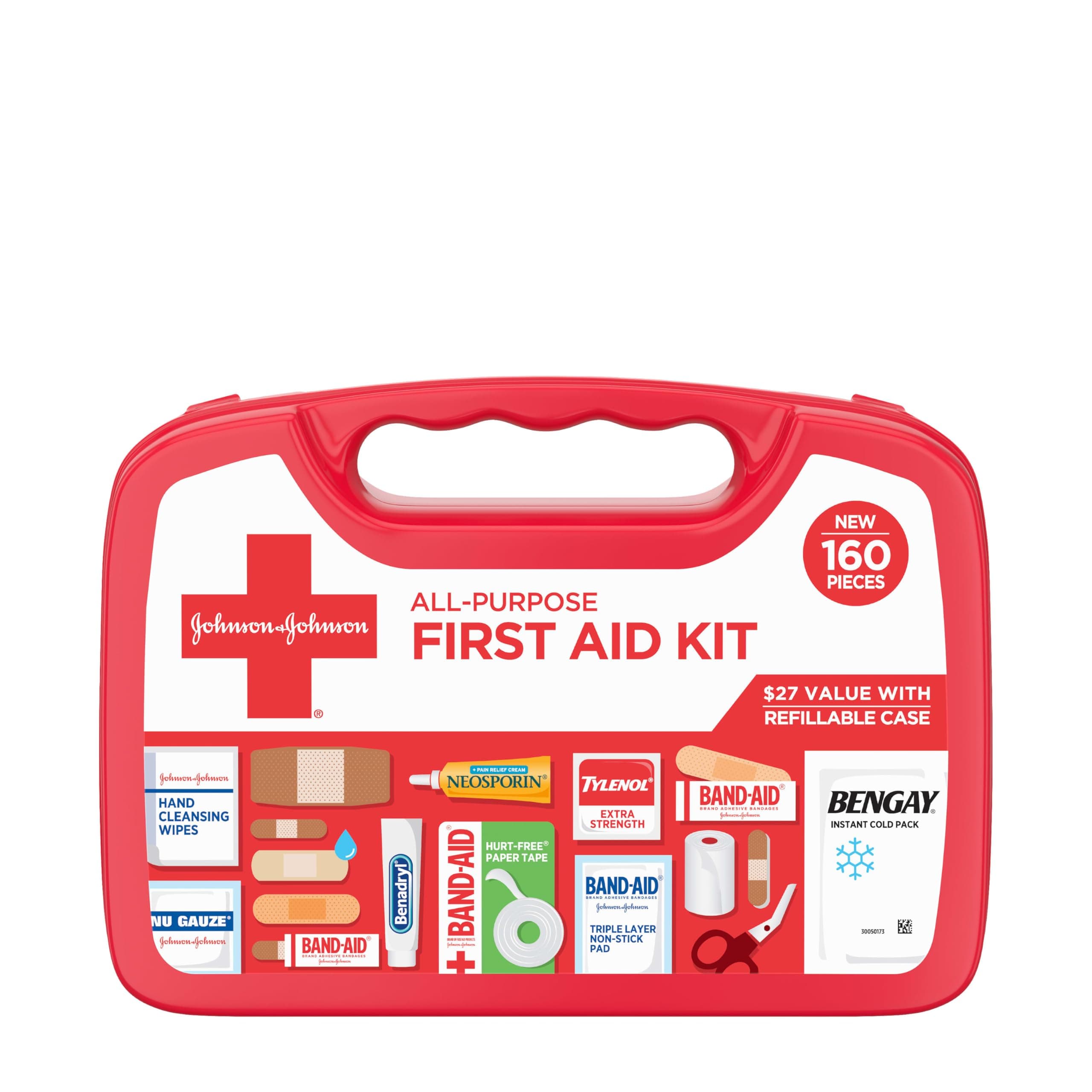 All-Purpose Portable Compact First Aid Kit for Minor Cuts, Scrapes, Sprains & Burns, Perfect for Home, Car, Travel, Camping Essentials & Outdoor Emergency Kit, 160 Piece