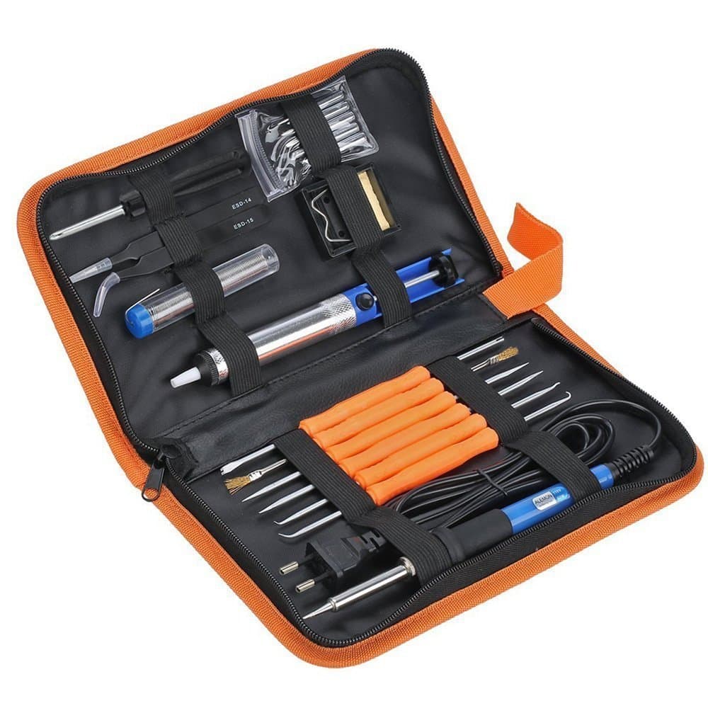 Soldering Iron, Adjustable Temperature Soldering lron Kit with 5 PCS Soldering Tips, Desoldering Pump, Soldering Iron Station, Tweezers, ect.