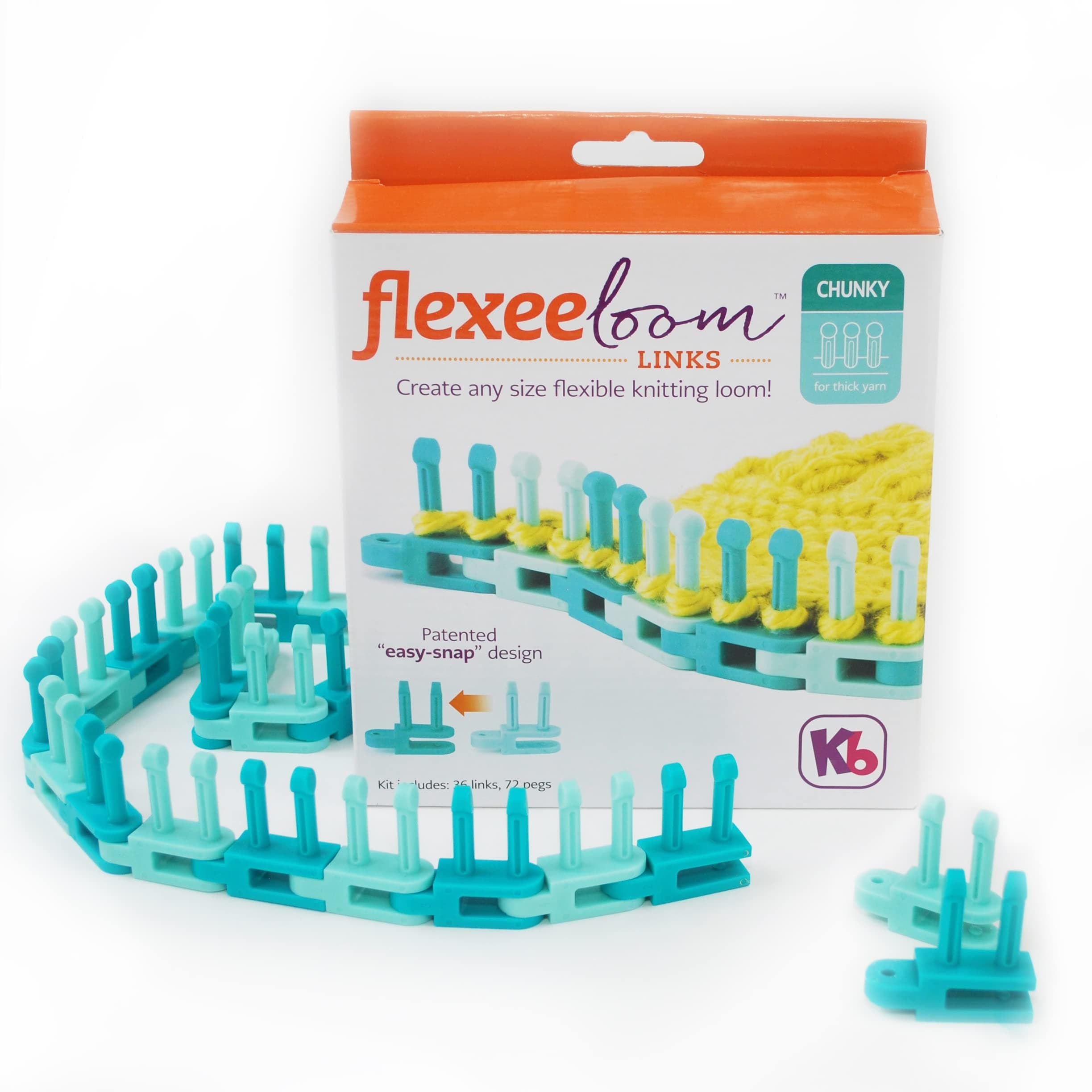 Authentic Knitting Board Flexee Loom Links Chunky, Large Gauge, for Bulky Yarn, 36 Links, 72 pegs