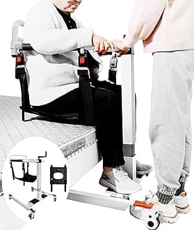 Patient Lift Transfer Chair for Home, Height/Width Adjustable, 4 in 1 Portable Transfer Wheelchair for Adults, Elderly, or Senior Living, Bed to Toilet Transfer Chair, Easy to Use