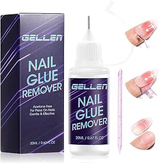Gellen Pinpoint Nail Glue Remover for Press ons, 0.68 Fl.oz Non Acetone Gentle Glue Remover, Multi-Functional Remover for Nail Tips, Quick & Easy Gel x Nails Off