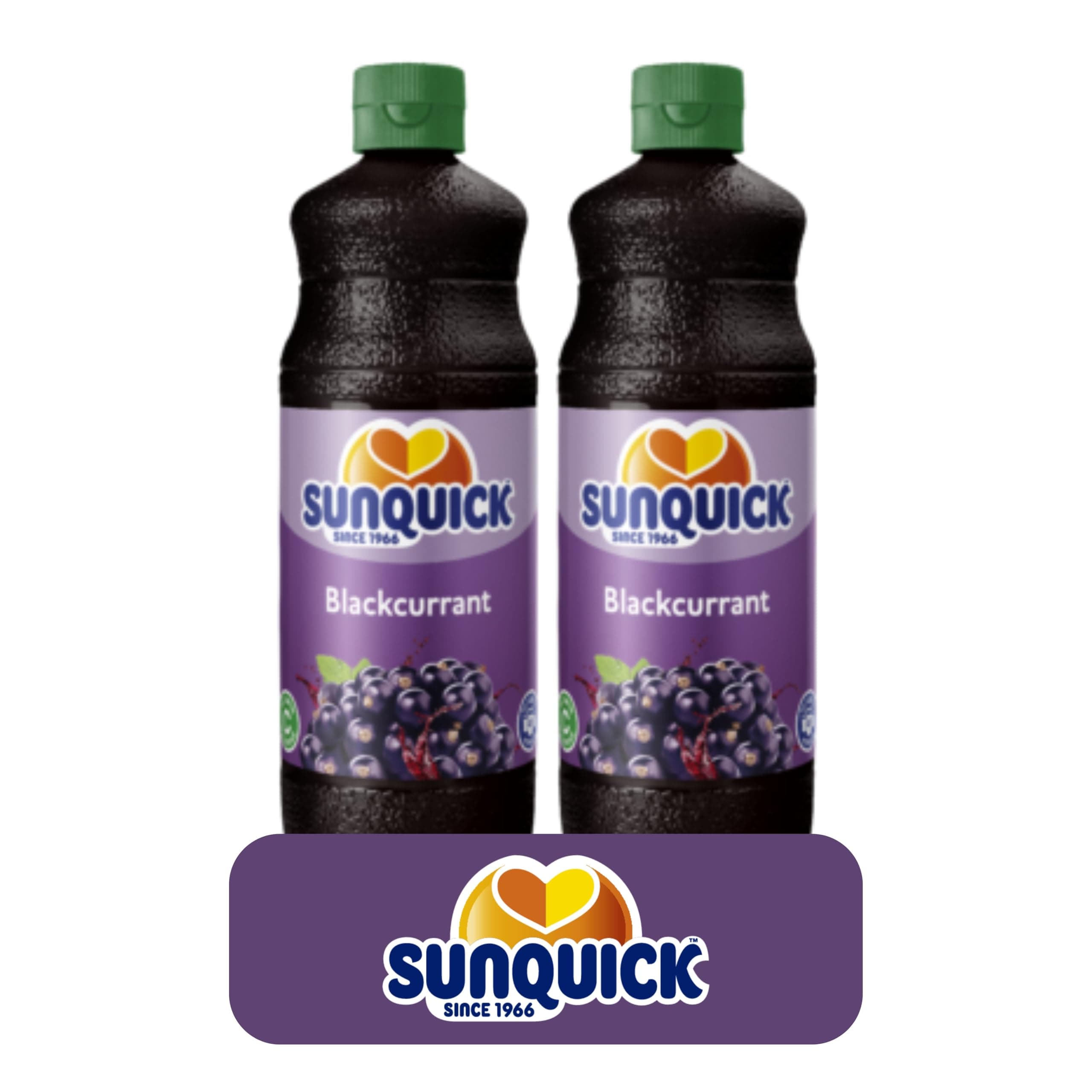 Sunquick Real Fruit Concentrate Juice | 100% Fruit Juice, No Artificial Flavors, Colors, or Sweeteners | Rich in Vitamin C for a Refreshing Taste | (2 Pack, Blackcurrant)