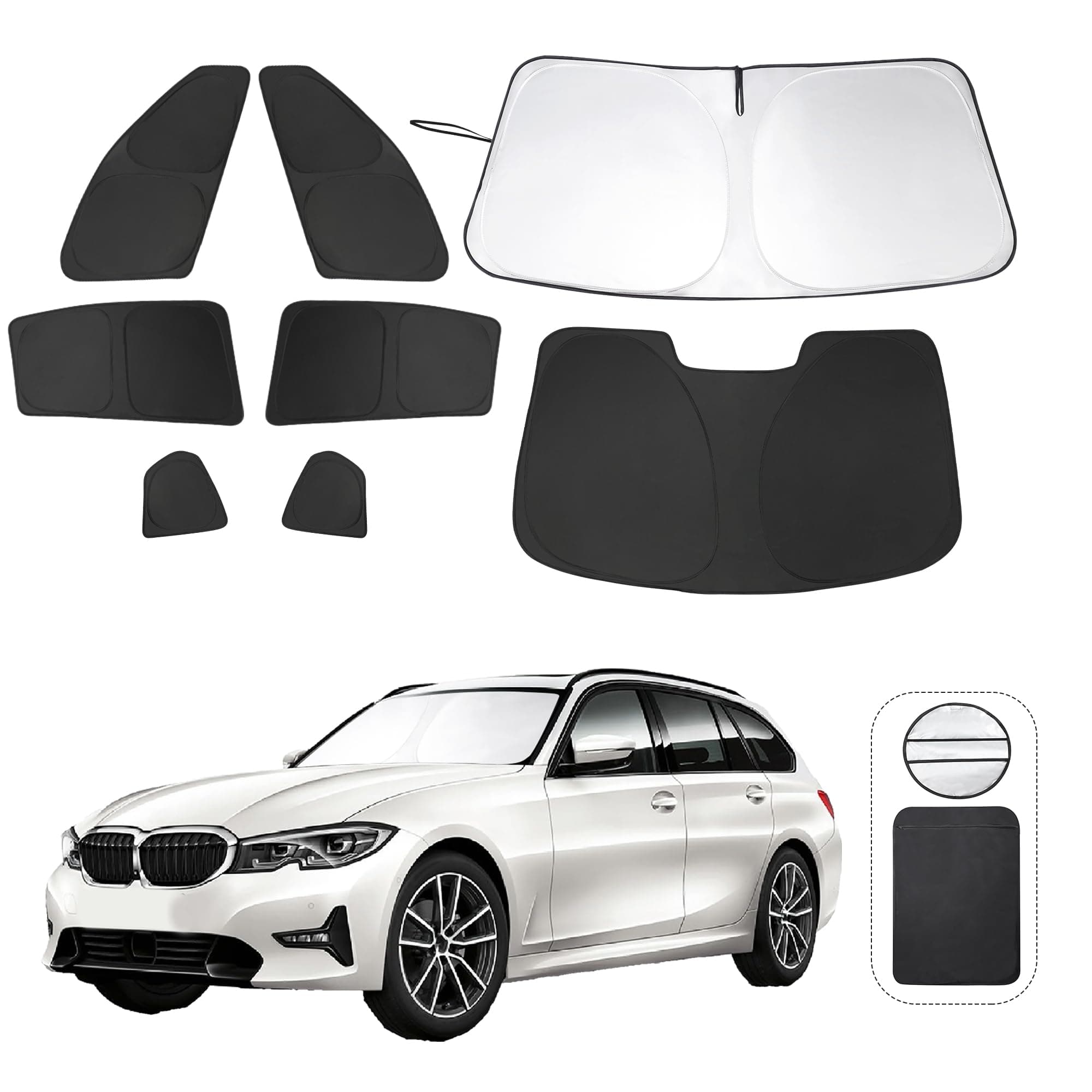 8PCS YYCKE Window Shades for 3 Series 2013-18 for BMW Accessories Car Side Full Windows Rear Triangular Windshield Sun Shade Sun UV Rays & Privacy Protection for Camping,Napping,and Relaxing