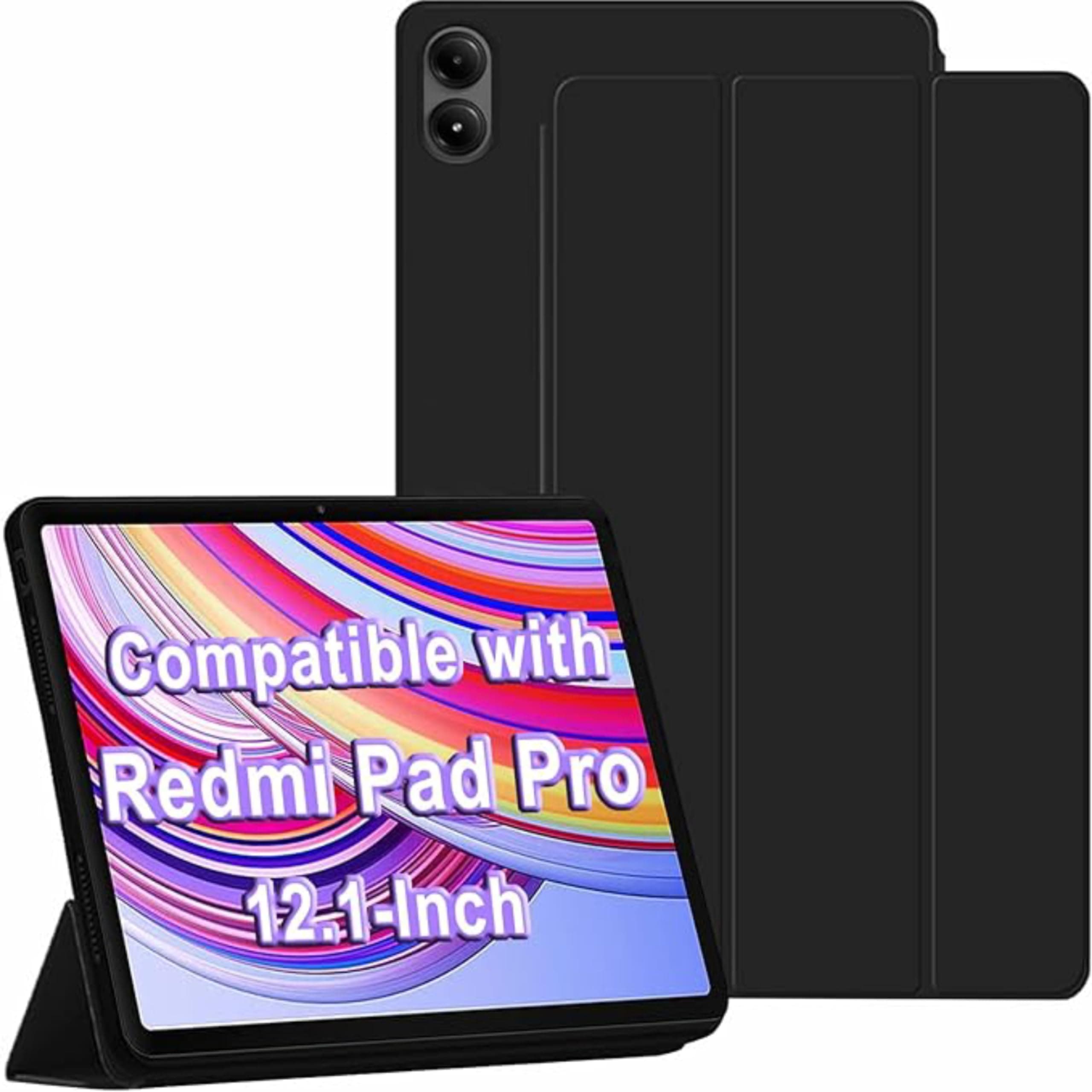 Case Compatible With Redmi Pad Pro 12.1" 2024 Cover, Slim Lightweight Stand Cover Soft Tpu Protective For Xiaomi Poco Pad/Redmi Auto Wake/Sleep (Black)