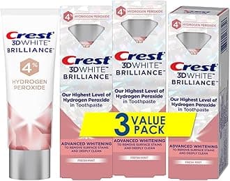 Crest3D White Brilliance Hydrogen Peroxide Toothpaste with Fluoride, 3 oz (Pack of 3)