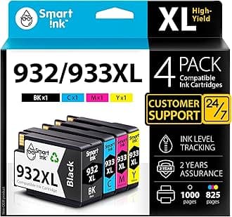 Compatible Ink Cartridge Replacement for HP 932XL 933XL 932XL 933 XL 4 Combo Pack (XL Black, Cyan, Magenta Yellow) to use with HP Officejet 6100 6600 6700 7110 7510 7610 7612 7620 Printers
