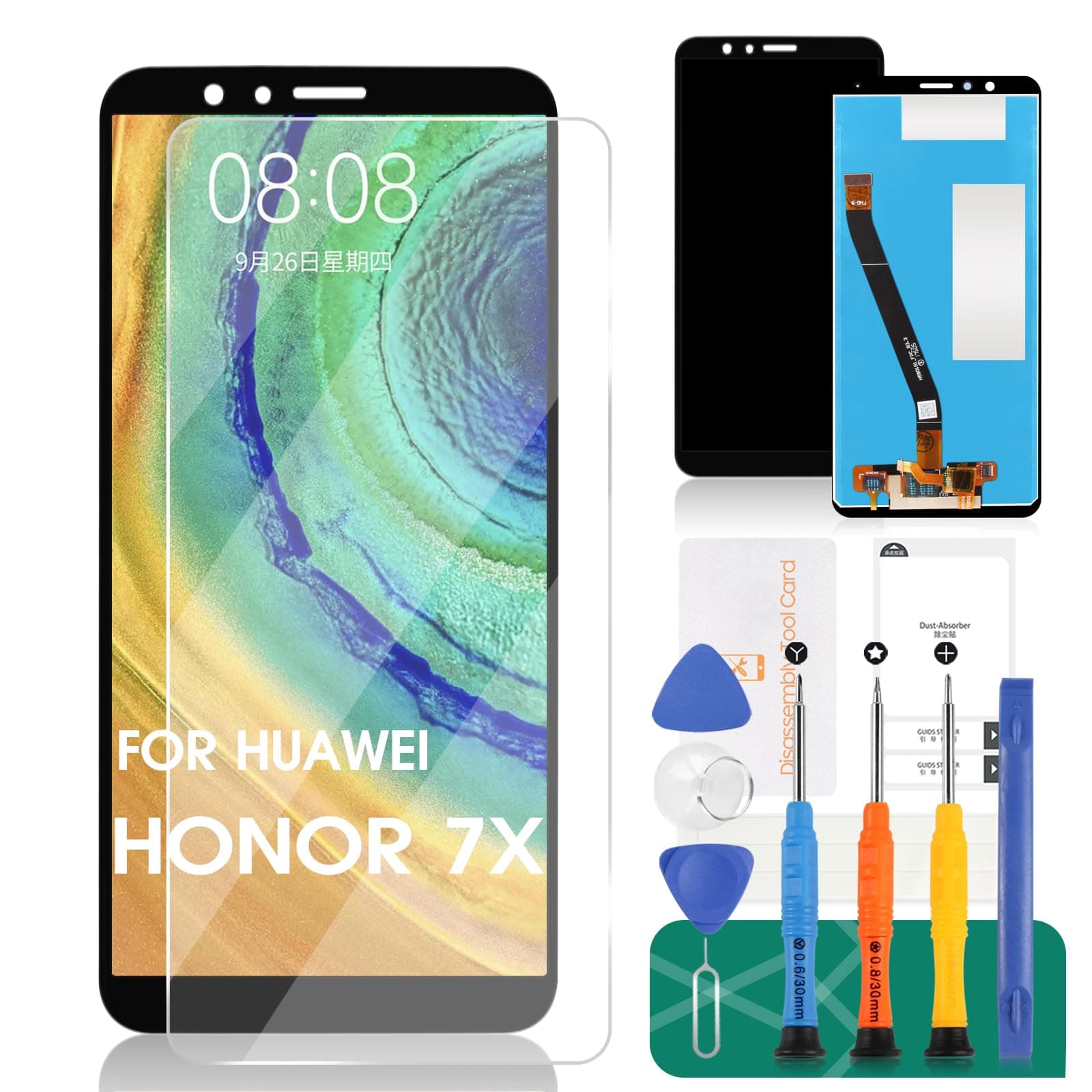 Screen Replacement for Huawei Mate SE/Honor 7X BND-AL10 TL10 L21 -L22 L24 L34 5.93 inch LCD Display Touch Digitizer Panel Full Complete Parts (Honor Logo) (Black)
