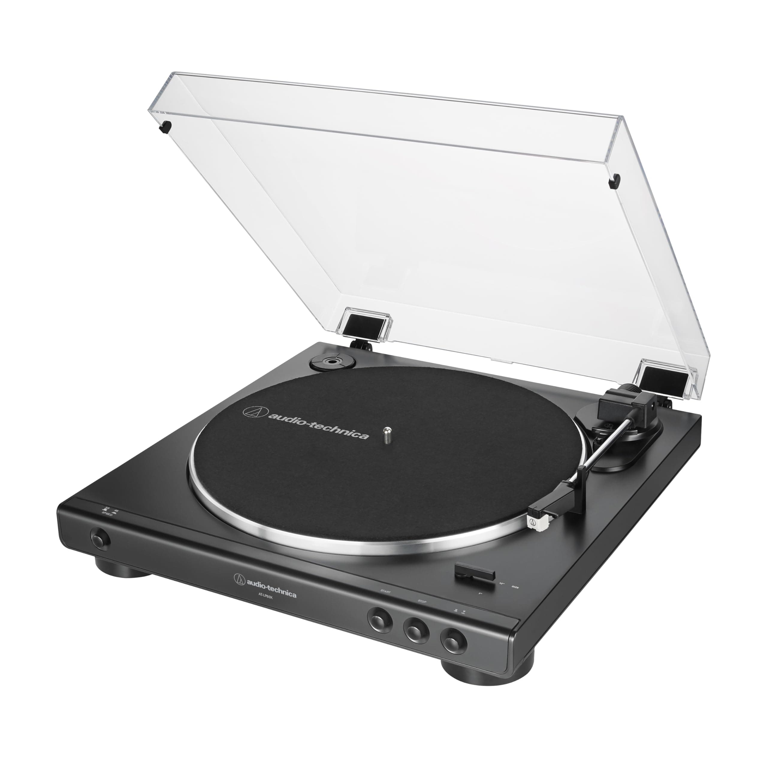 AT-LP60X-BK Fully Automatic Belt-Drive Stereo Turntable, Black, Hi-Fi, 2 Speed, Dust Cover, Anti-Resonance, Die-Cast Aluminum Platter