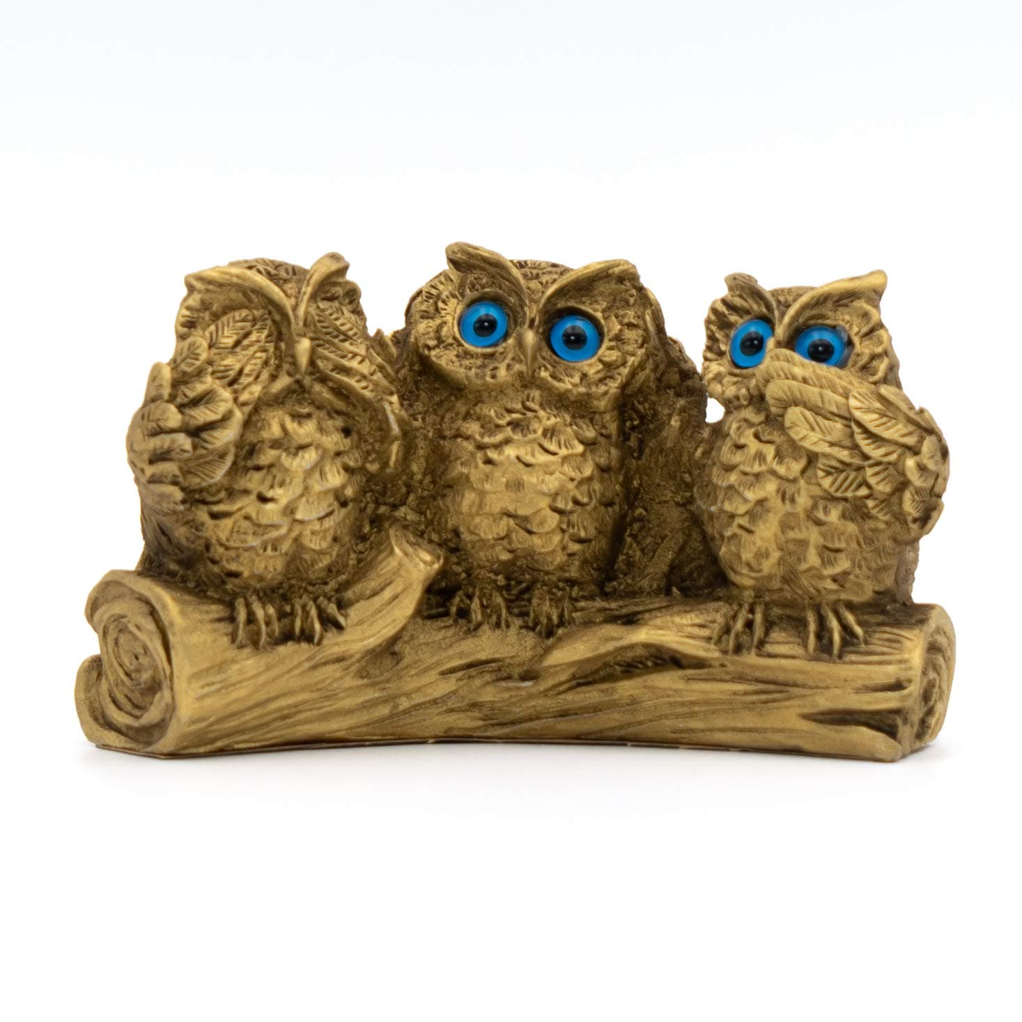 HelceeHandmade Bronze Plated Three Wise Owls Statue 4 in