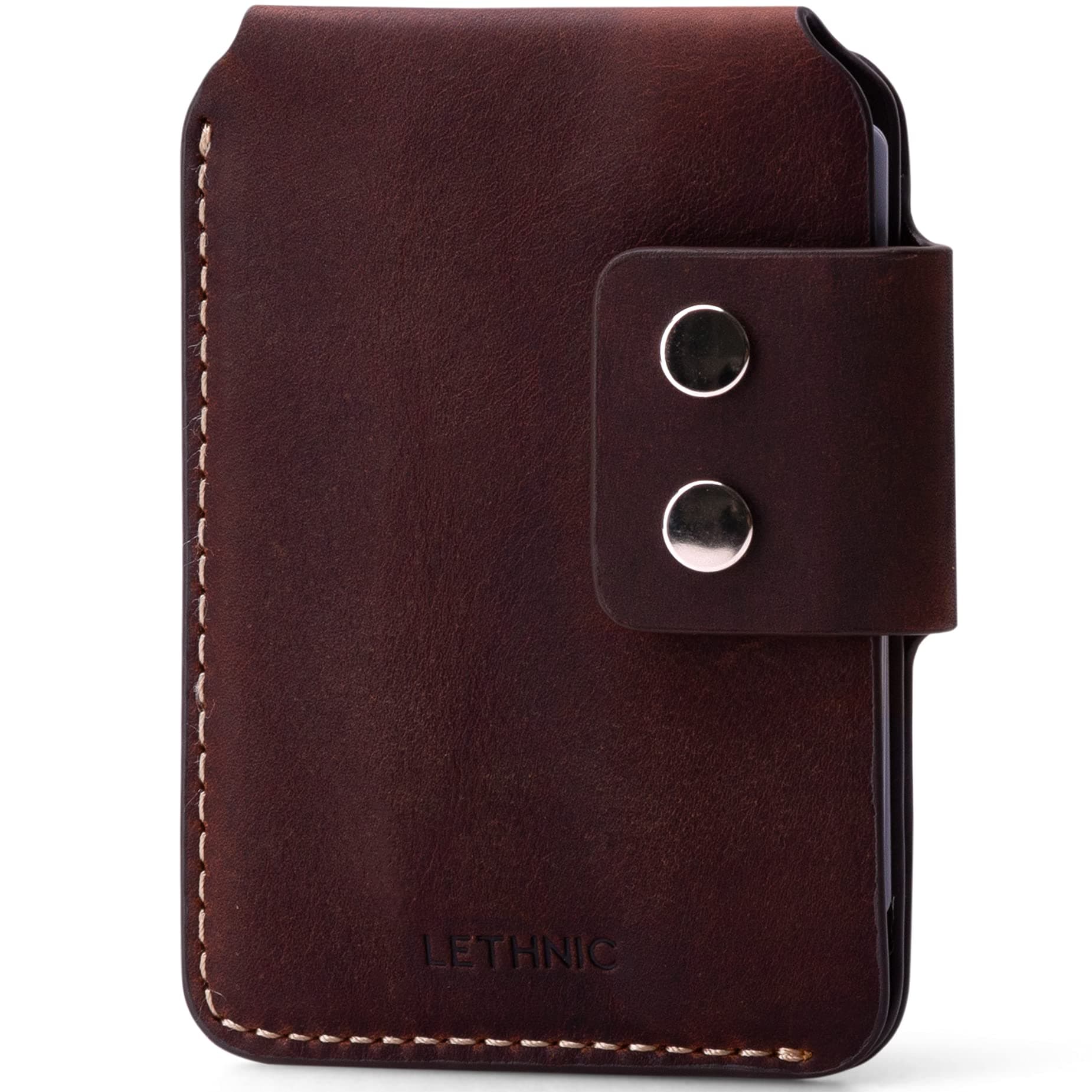 Leather Minimalist Wallet for Men With RFID Blocking - Handmade Wallet Holds Up to 10 Credit Cards and fits your front pocket - Small Full Grain leather wallet for EDC - Tactical Wallet (Wine)