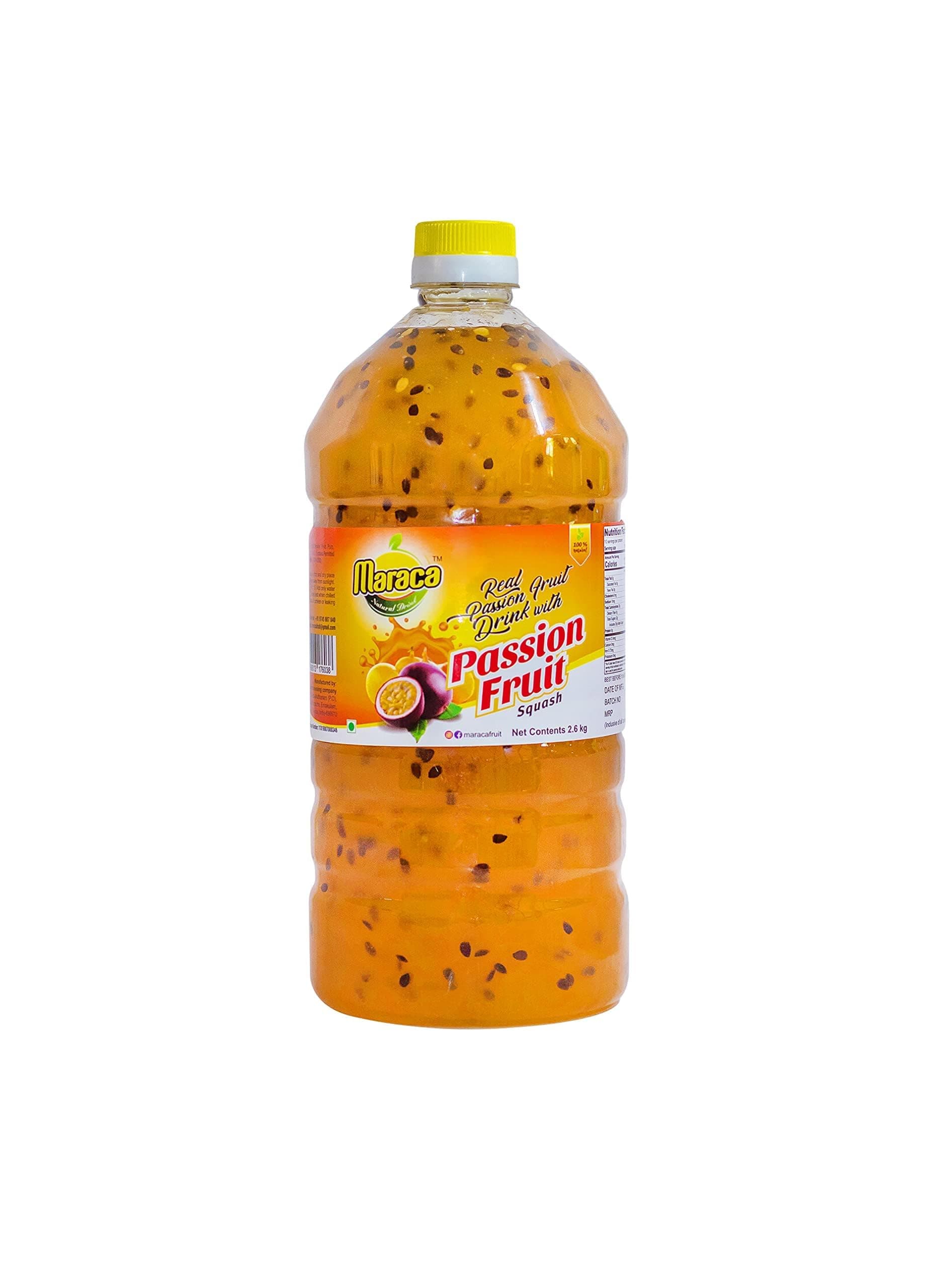 MARACA PASSION FRUIT SQUASH | PASSION FRUIT SYRUP-STYLE DRINK CONCENTRATE | FOR COCKTAILS & MOCKTAILS | 2L