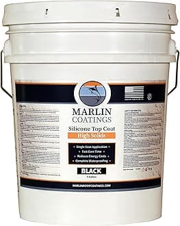 100% Silicone Roof Sealant - Self Leveling - Complete Waterproofing - Easy One Coat Application - Designed for Your RV, Camper, Trailer, Commercial Building… (5 Gallon, Black)