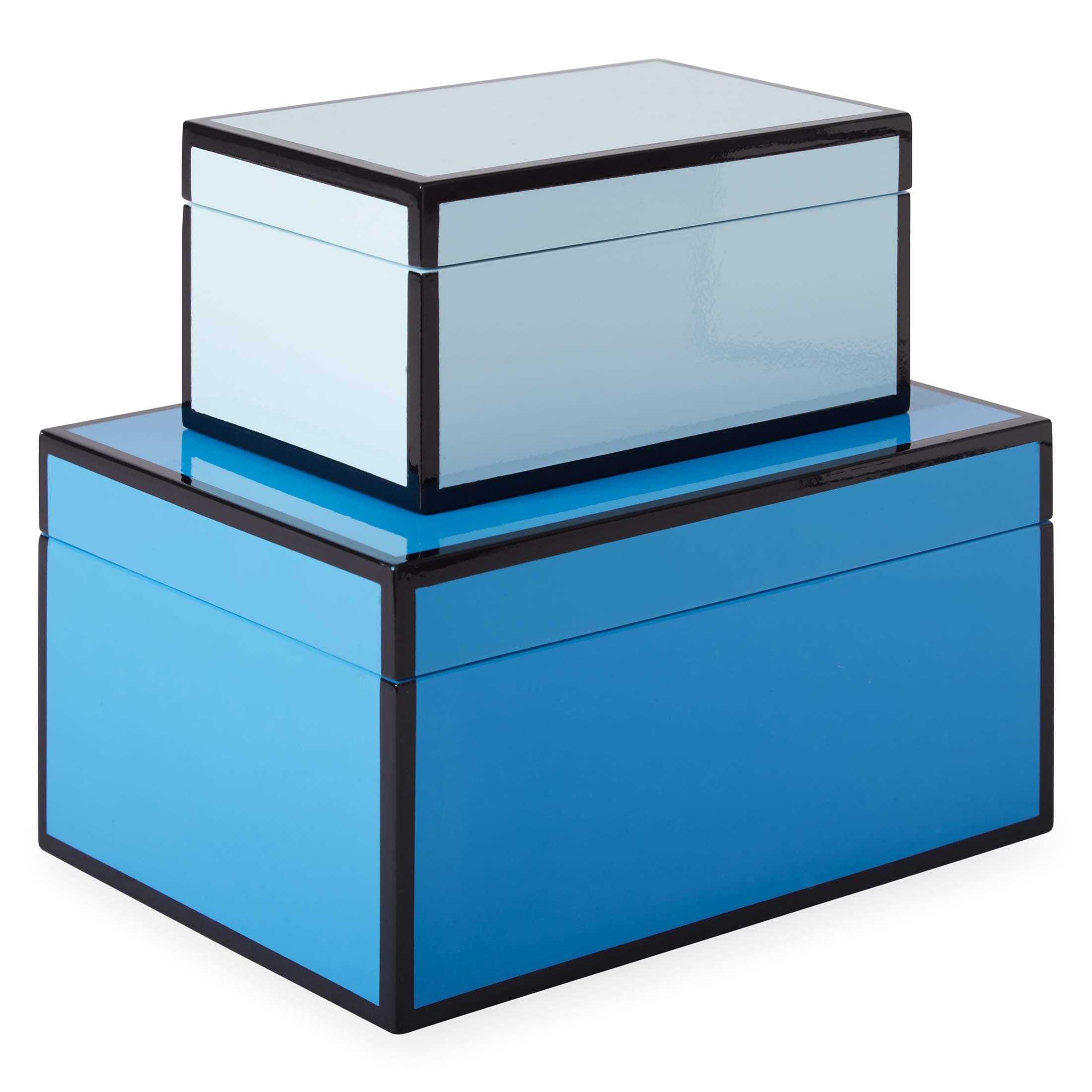 Now House by Jonathan Adler Chroma Lacquer Decorative Accessories Stacking Boxes, Blue