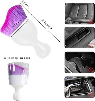 Car Interior Dust Brush, Soft Scratch Free Auto Detailing Brushes, Universal Vehicle Interior Cleaning Tool for Automotive Dashboard, Air Vents, Leather(White & Purple)