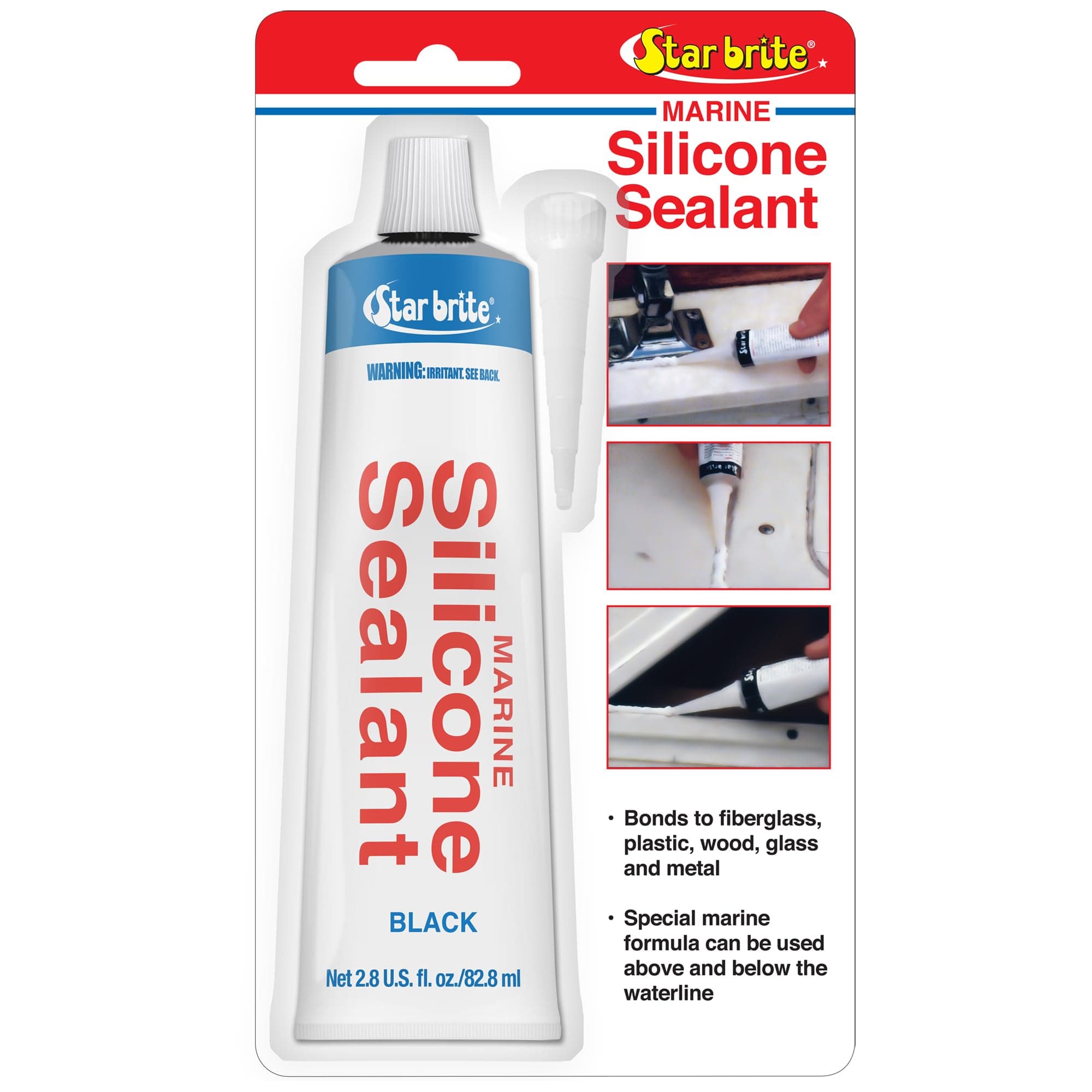 STAR BRITE Marine Silicone Sealant - Waterproof, Durable, UV Resistant, for Fiberglass, Metal, Wood, Glass, Ceramic & More