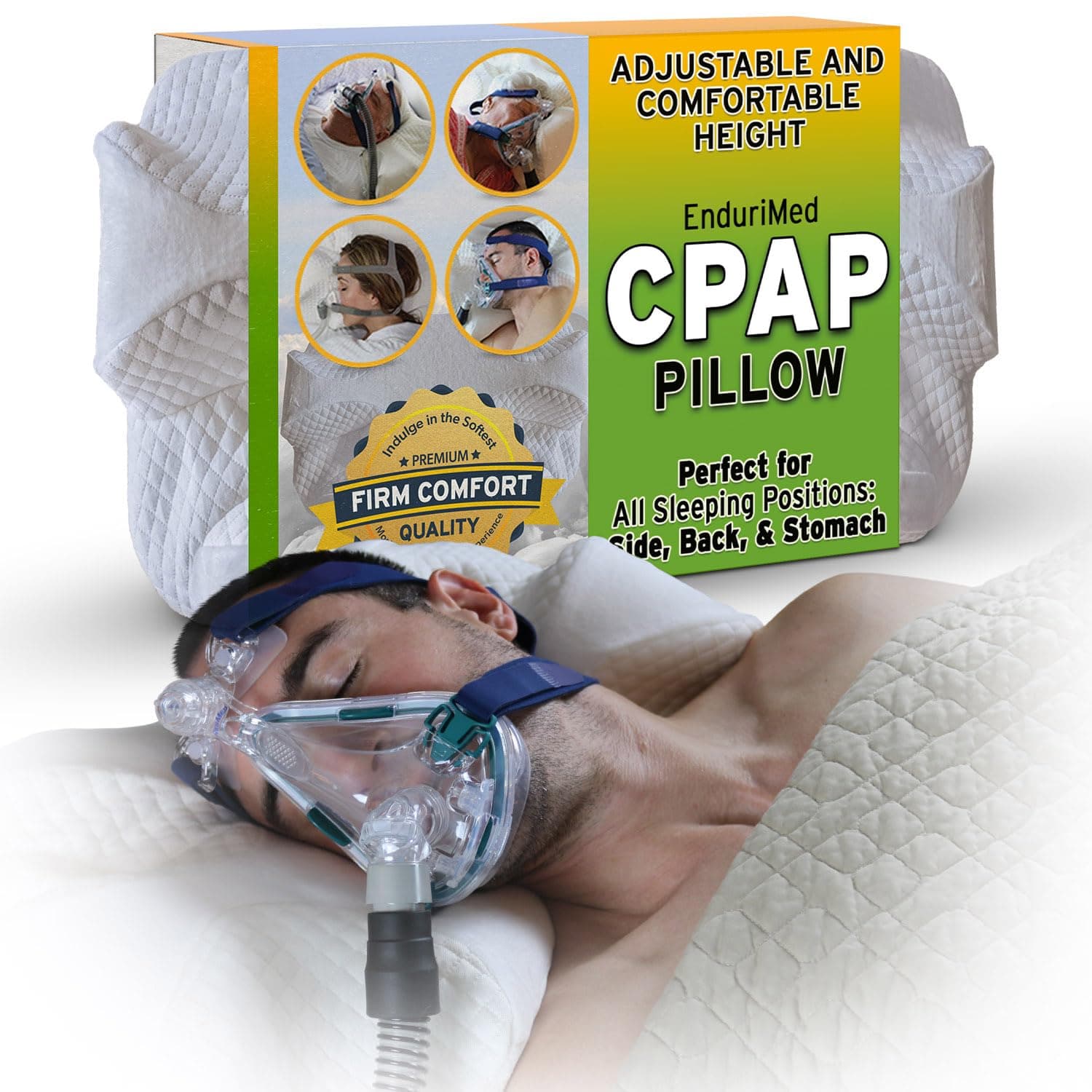 EnduriMed CPAP Pillow for Side Sleeping - Adjustable Memory Foam CPAP Pillows for Side & Back Sleepers - Eligible for Better Sleep with CPAP Machine