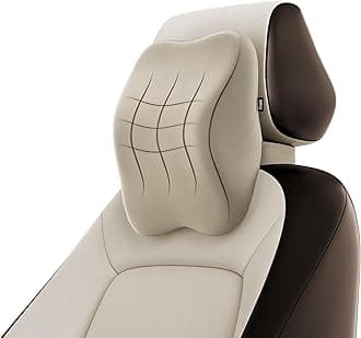 Frido Ultimate Car Neck Rest Pillow, Ultrasoft Car Pillow for Comfortable Car Rides, Superior Neck Support Cushion, Relieves Neck Pain, Hi-Per Foam Head Rest Pillow with Washable Velvet Cover, Beige