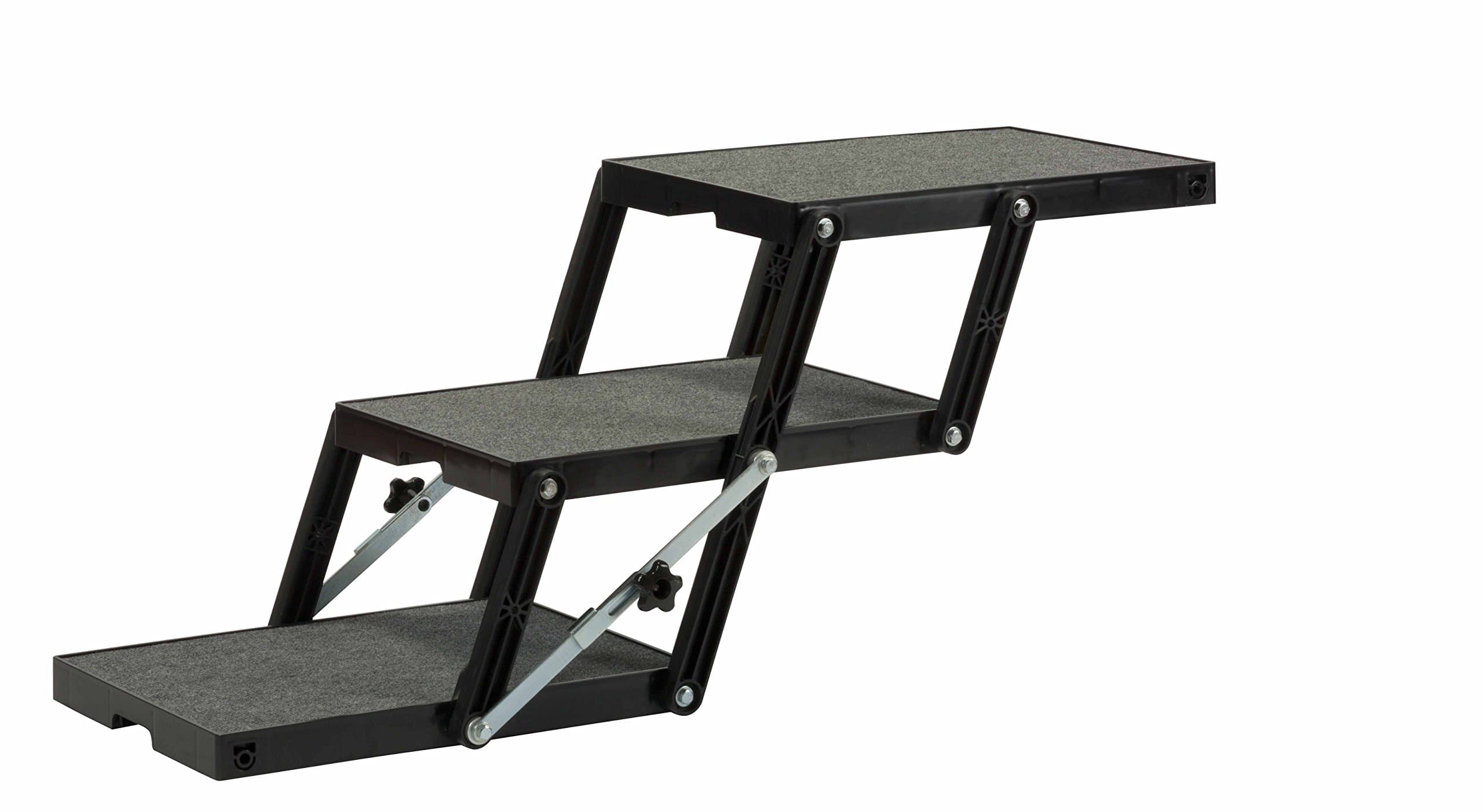 Pet Loader Mini 12" Platform, 3-Step with Wheels Made in USA Marine Grade Aluminum Safe Strong Any Size Dog Excellent for Side Entry Compact Foldable Carpeted