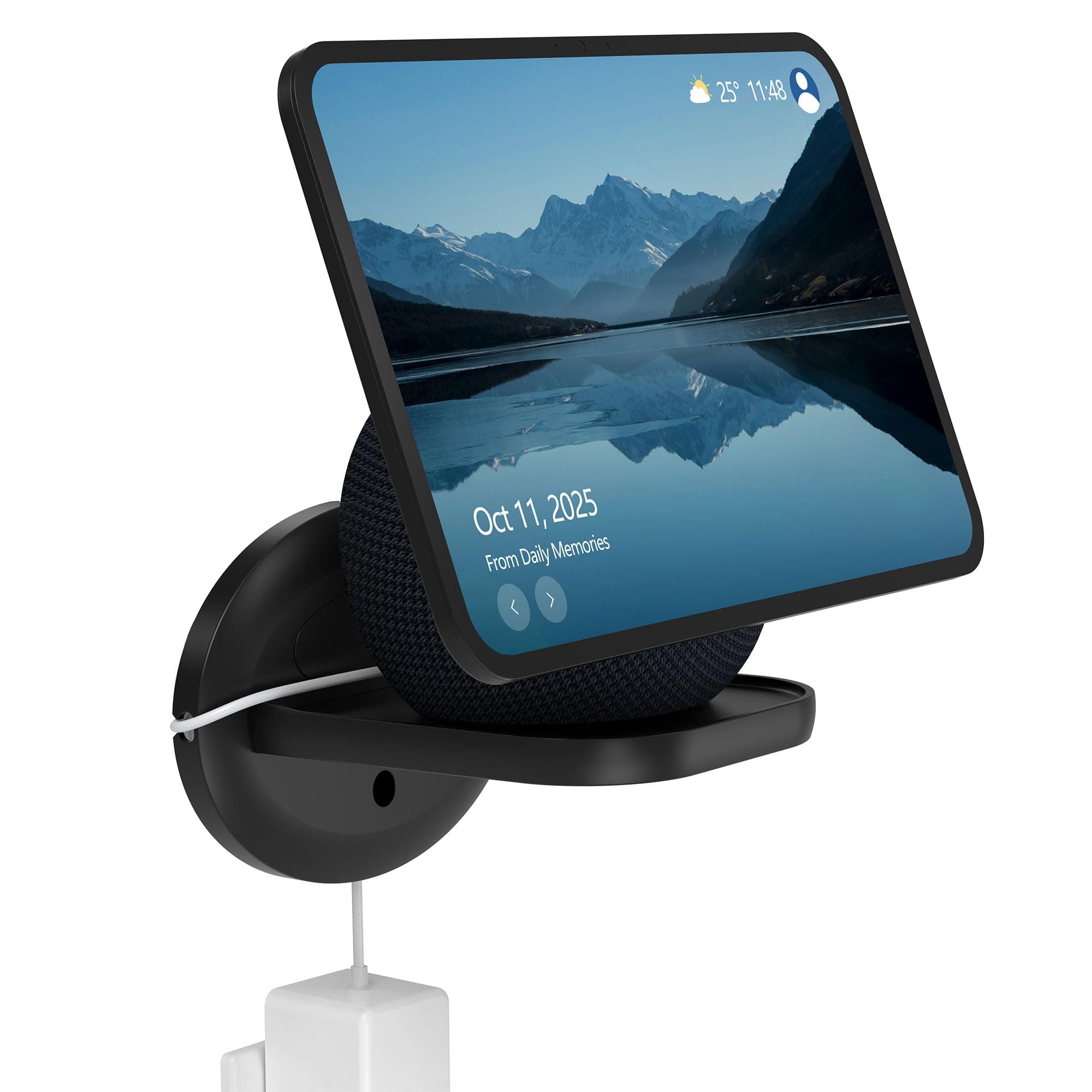HomeMount Wall Mount for Echo Show 11 and Echo Spot - Space Saving Smart Home Wall Stand Holder Shelf Compatible with Echo Show 11/Homepod Mini/Echo Spot Black