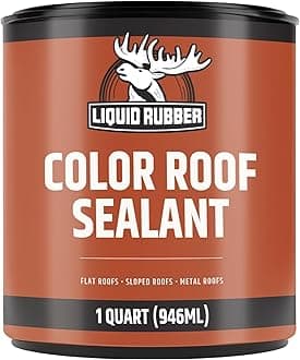 Liquid Rubber Color Roof Sealant- Elastomeric Waterproof Small Repair Coating for Flat, Low-Slope & Metal Roofs, Flexible UV-Stable Membrane, Beige, 1 Quart
