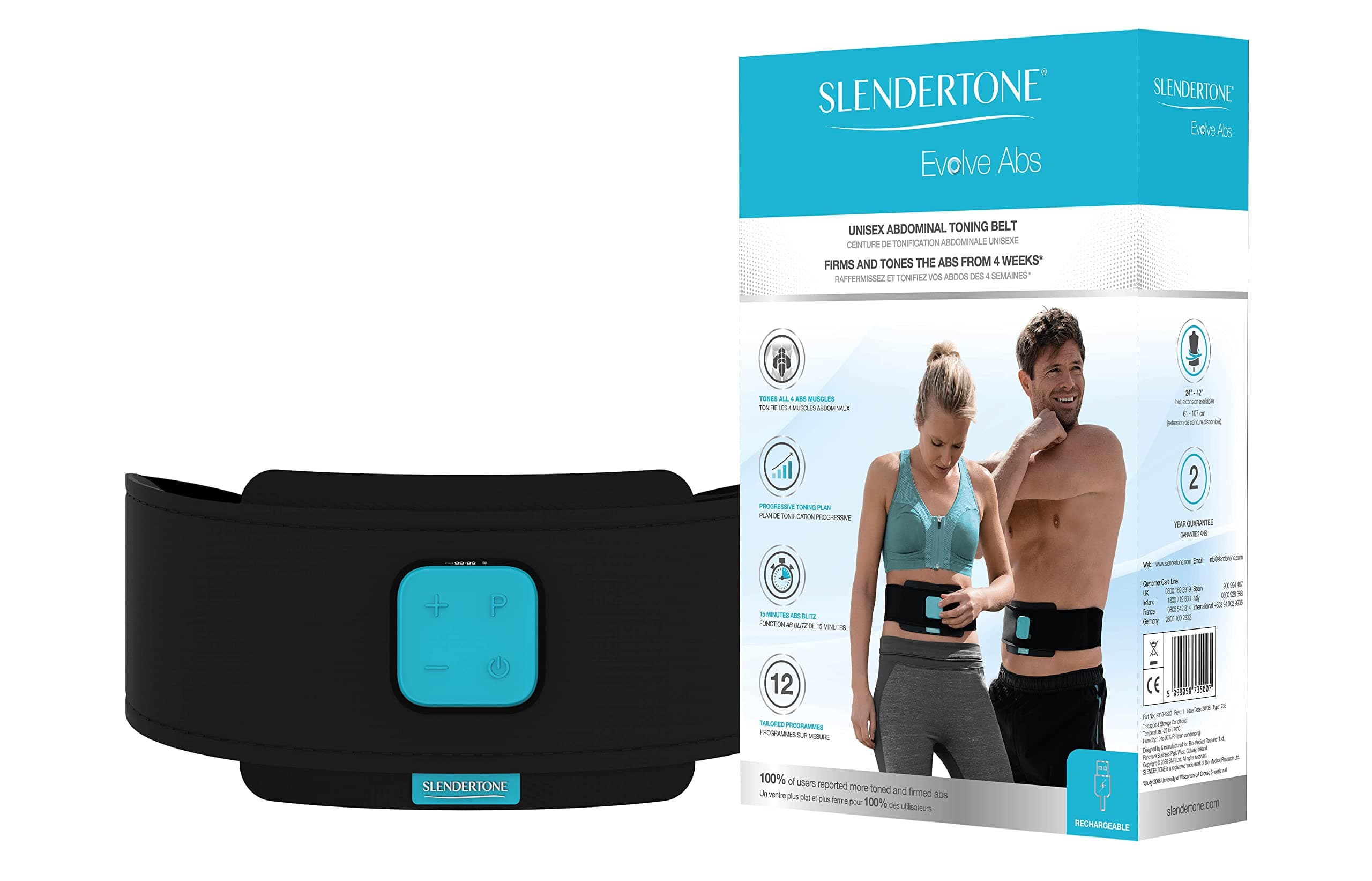 [Slendertone] Evolve Abs 0735-2000 ブラック///ホワイト 61-107 cm