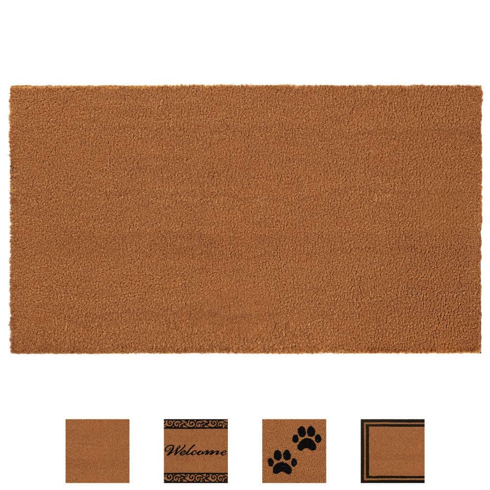 Gorilla GripNatural Coco Coir Plain Door Mat, 57x24, Thick Durable Doormat for Indoor Outdoor Entrance, Traps Dirt and Moisture from Muddy Shoes, Easy to Clean, Spring Front Porch Entry Mats, Solid
