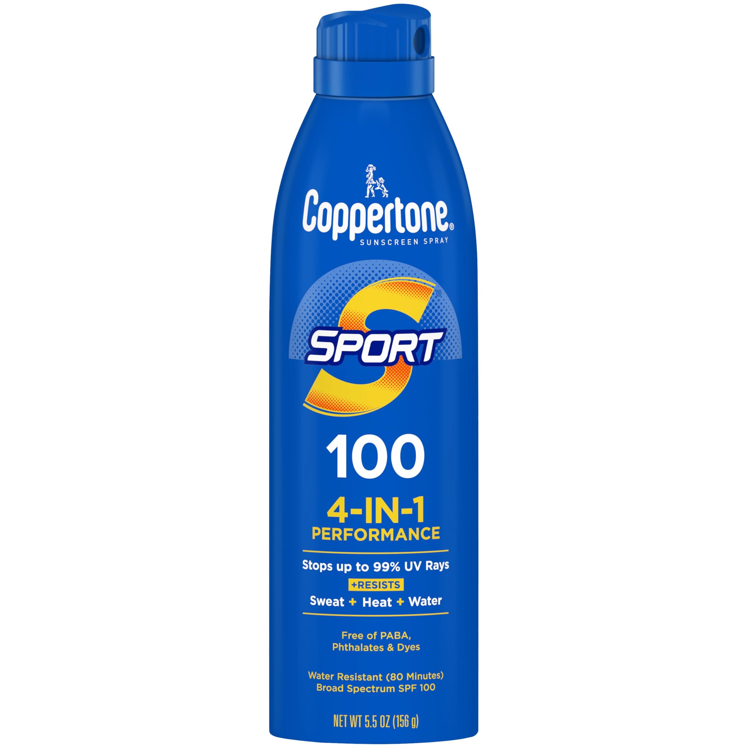 Coppertone SPORT Continuous Sunscreen Spray Broad Spectrum SPF 100 (5.5 Ounce) (Packaging may vary)