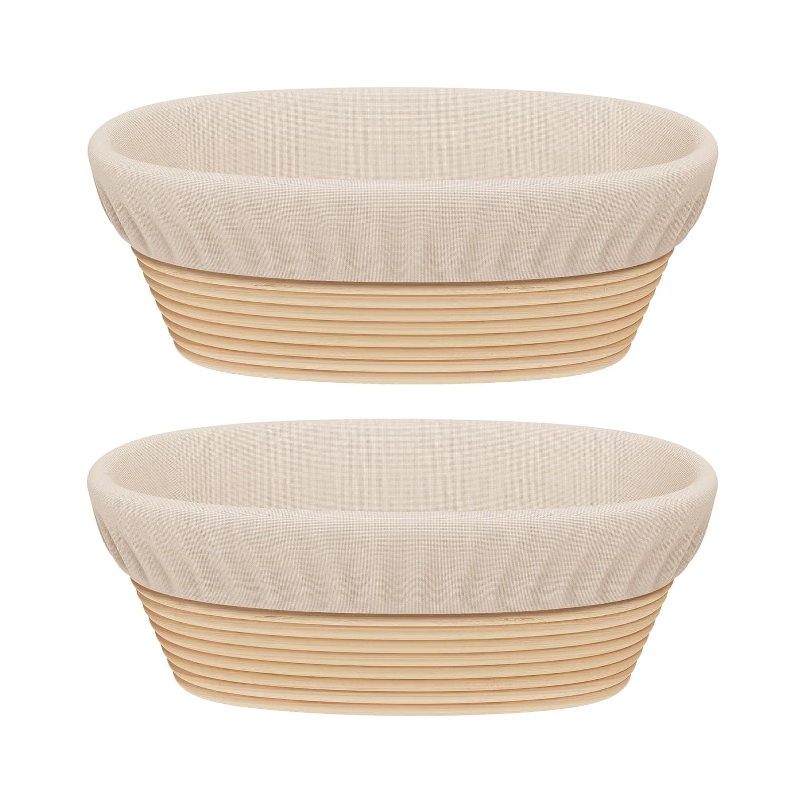 Sourdough Bread Starter Kit, Handmade Banneton Proofing Basket 2 Pack, Sourdough Proofing Basket with Proofing Cloth Liner for Sourdough Bread, Baking(9.6 x 6 x 3 inches)