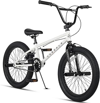 cubsala 20 Inch Freestyle Youth BMX Bicycle Kids Bike for 6 7 8 9 10 11 12 13 14 Years Old Boys Girls Young Adult and Beginner-Level Rider with 4 Peg, White