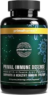 - Primal Harvest Immune Defense 10-in-1 Supplement with Probiotics, Zinc, and Vitamins C, D3, K2, B6 Daily Immune Support for Adults