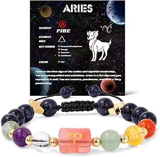 GolbalJew Zodiac Bracelets for Women 12 Constellations Healing Crystal Stone Beads Bracelet Birthday Zodiac Gifts Horoscope Spiritual Bracelet
