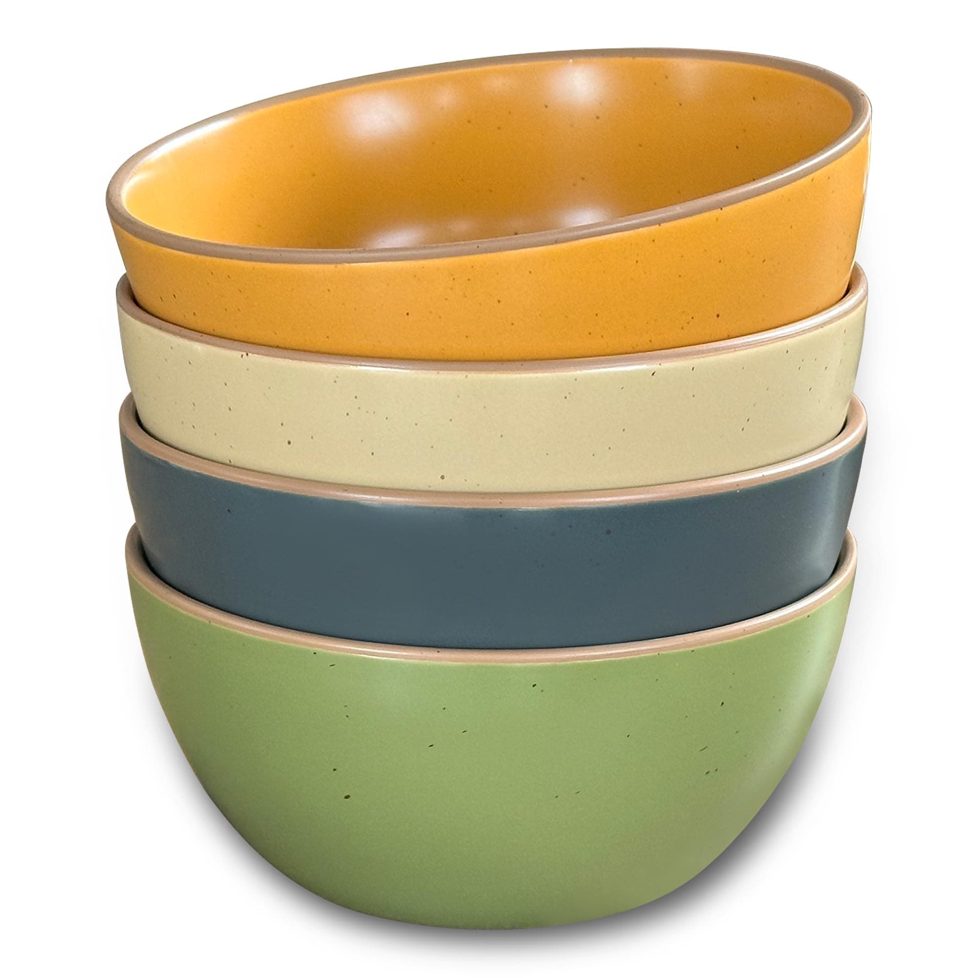 Ceramic Artisan Matte Bowls For Kitchen 28oz - Bowl Set of 4 - For Cereal, Salad, Pasta, Soup, Dessert etc - Dishwasher, Microwave, and Oven Safe - For Breakfast, Lunch and Dinner - Safari Colors