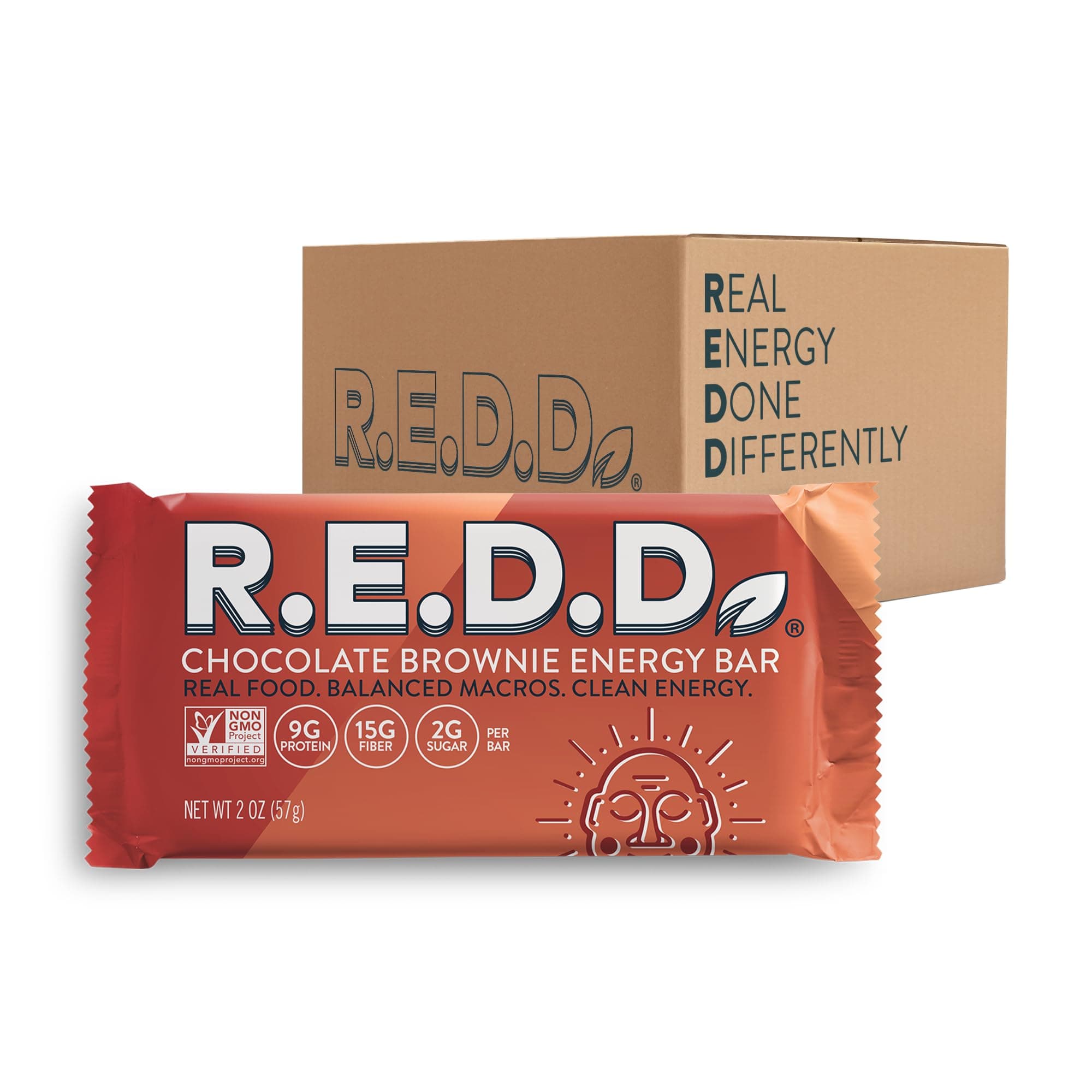 R.E.D.D. Bar, Vegan Protein Bar, Low Sugar & Gluten-Free, Chocolate, 6 Bars