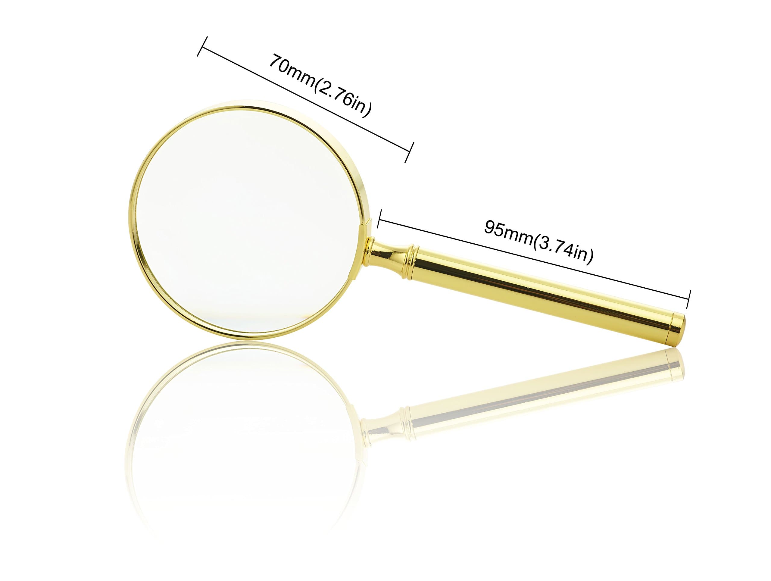 Magnifying Glass,Classic Handheld Magnifier (6X), Solid Full Metal Handle with Real Glass, Loupe Good for Reading, Puzzle, Hobby