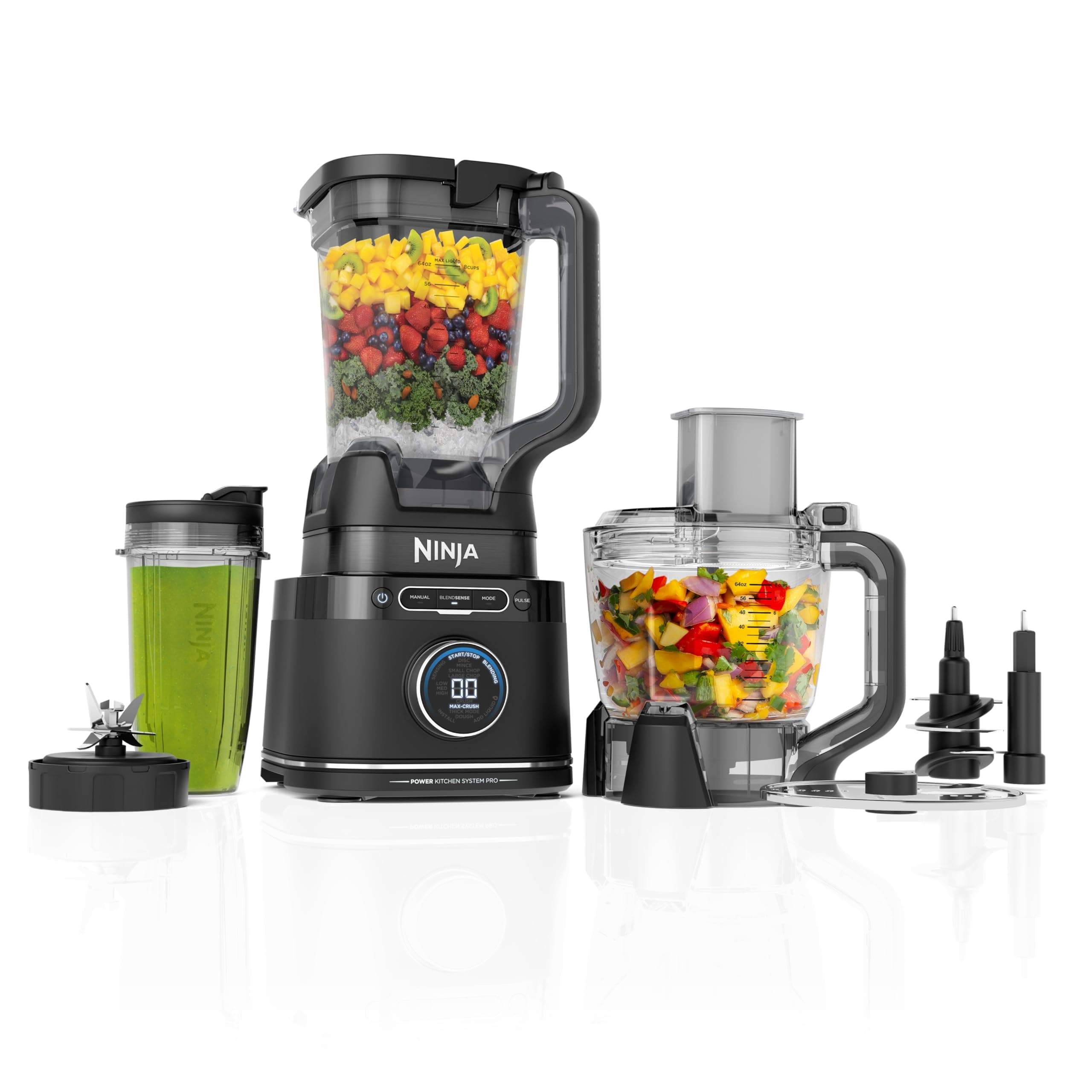 Kitchen System | All-in-One Food Processor & Blender | 8-Cup Bowl & (1) 24 oz. To-Go Cup BlendSense Tech | For Smoothies, Cookie Dough, Salsas, Cole Slaw & More | 1800 Peak Watt | Black | TB401