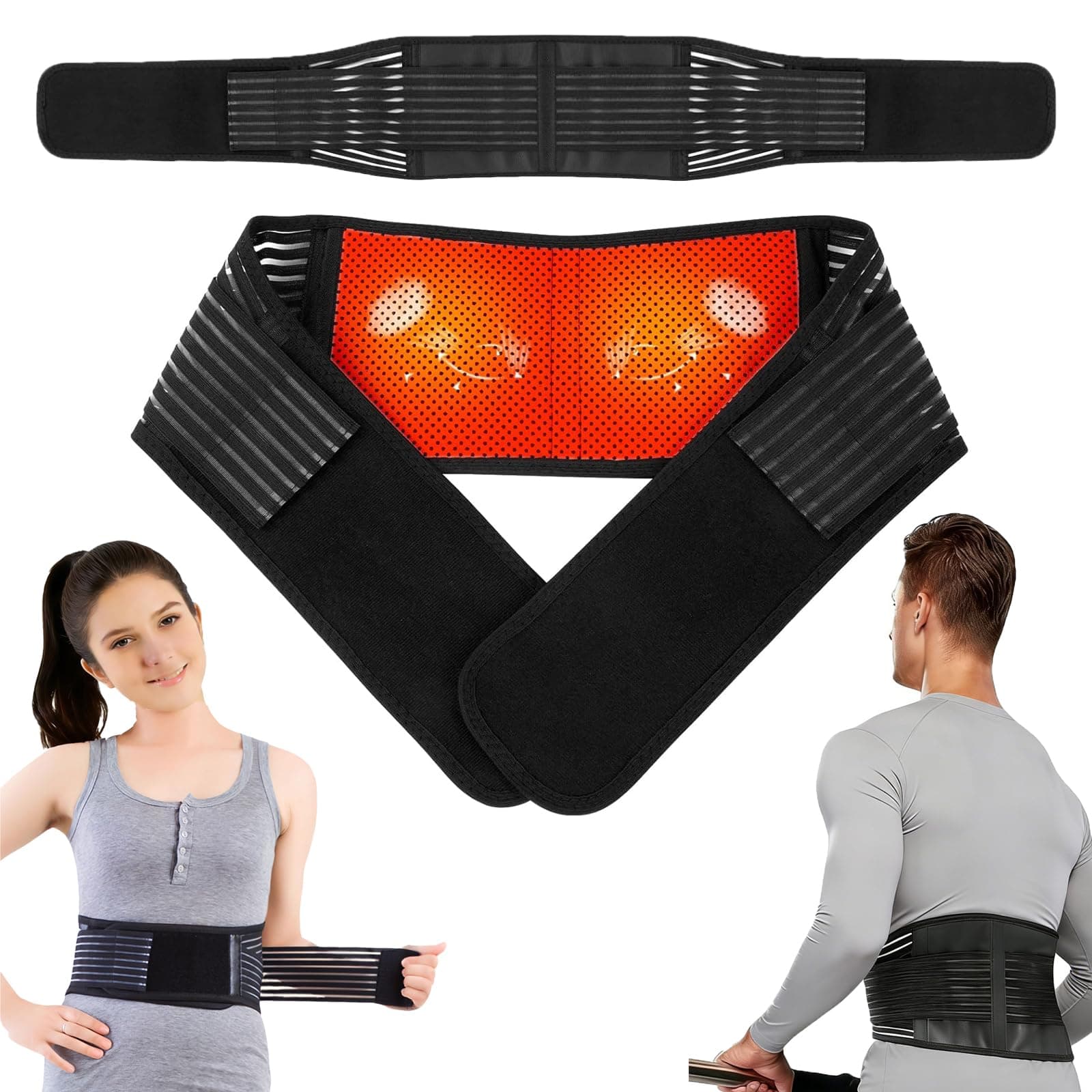 KkaFFe Back Support with Magnet, Tourmaline Magnetic Back Braces for Lower Back Pain Relief, Self Heating & Soothing Waist Band, Lumbar Support Belt for Herniated Disc/Sciatica (X-Large)