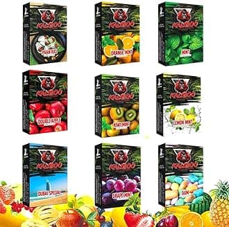 Herbal Shisha Flavours Nicotine Free Hookah Flavours - 9 Exotic Blends for Authentic Hookah Experience - Tobacco-Free and All-Natural