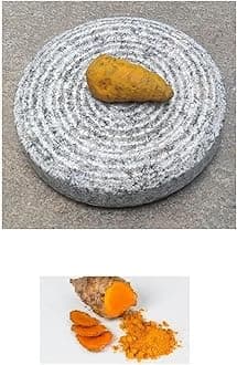 Round Shape Turmeric/Sandalwood Haldi Grinding Mortar Stone Round Shape/Manjal/Turmeric Grinding Kallu (Code_008) (Small)