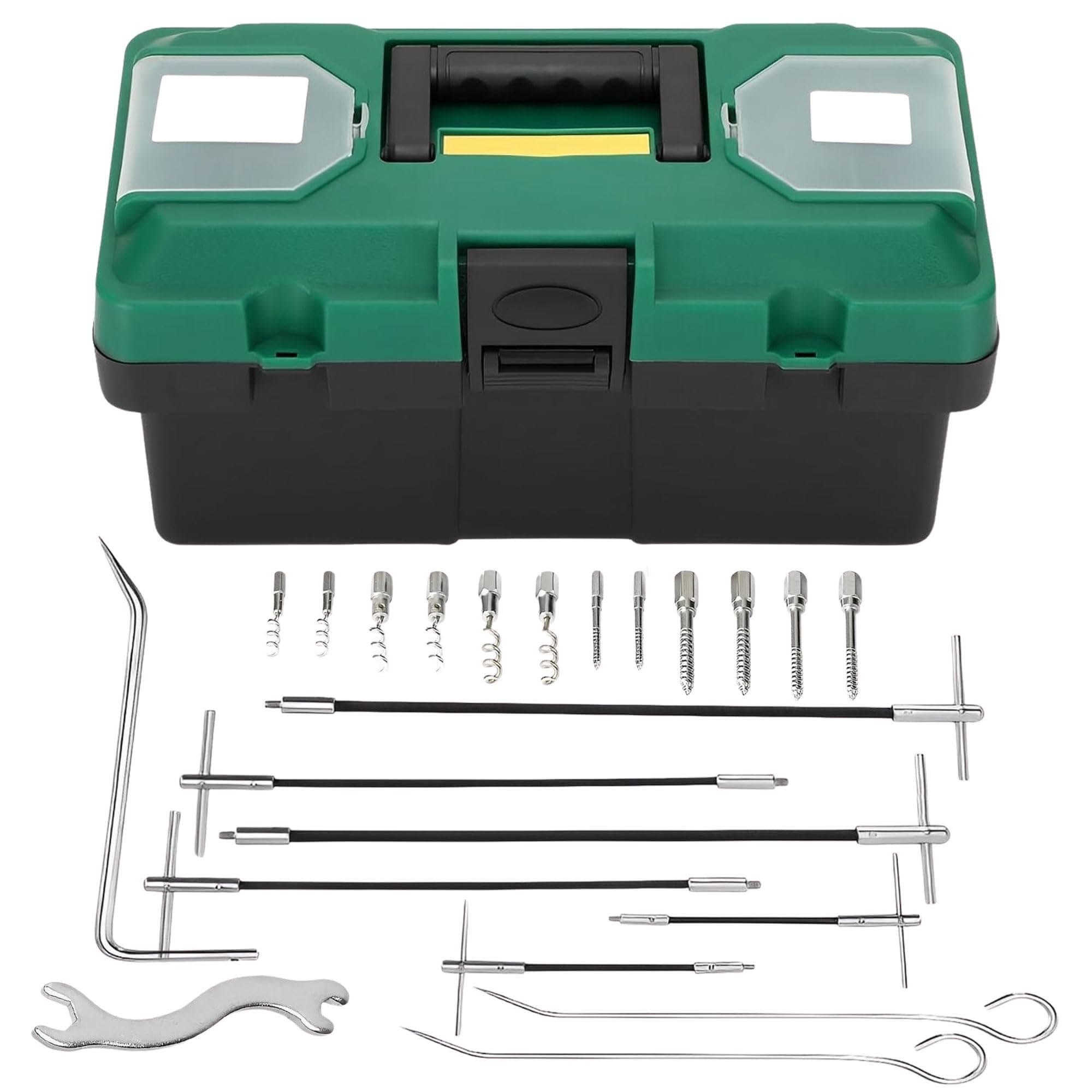 AIWFL 23pcs Packing Extractor Set Stainless Steel Packing Puller Set Packing Tool Set Flexible Packing Hook Sets Includes Flexible Shaft Removeable Tip Corkscrew Type Wrench Toolbox