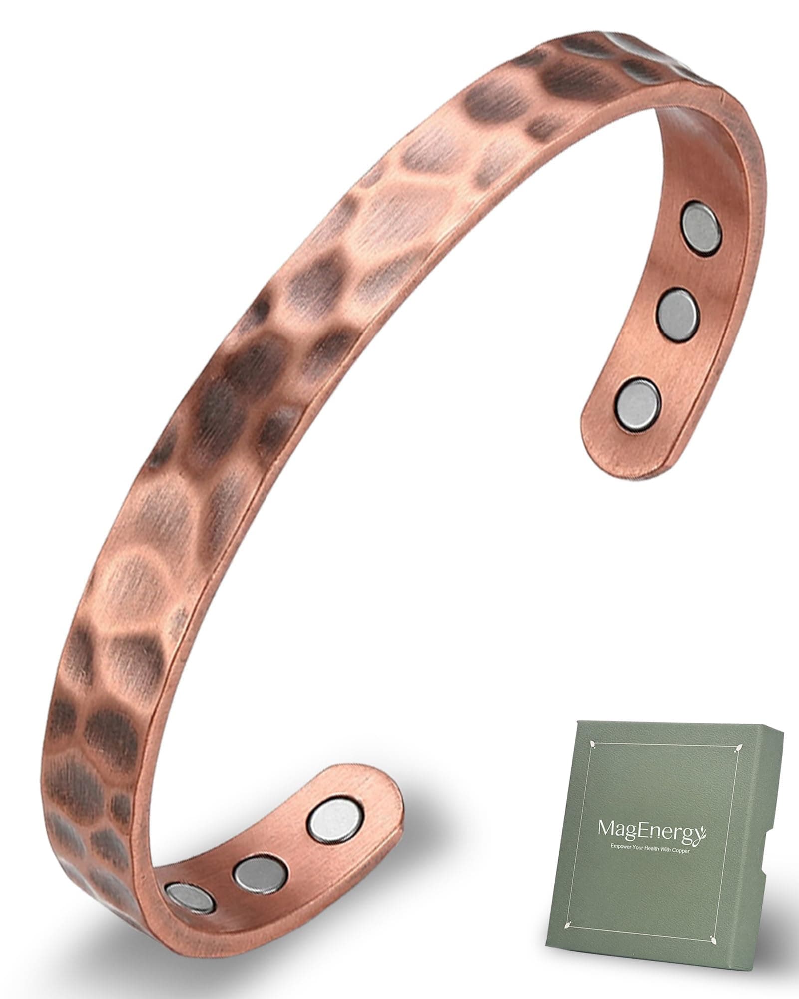 Copper Bracelet for Men and Women, 99.9% Solid Copper Magnetic Bracelets Adjustable Cuff Jewelry Gift Box