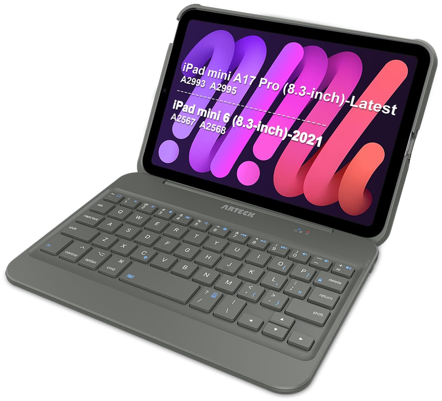 Arteck iPad Mini 6 (8.3-inch) Keyboard Case, Bluetooth Keyboard with Folio Full Protection Shockproof Case for Apple 8.3-inch iPad Mini 6 (2021) with 130 Degree Swivel Rotating