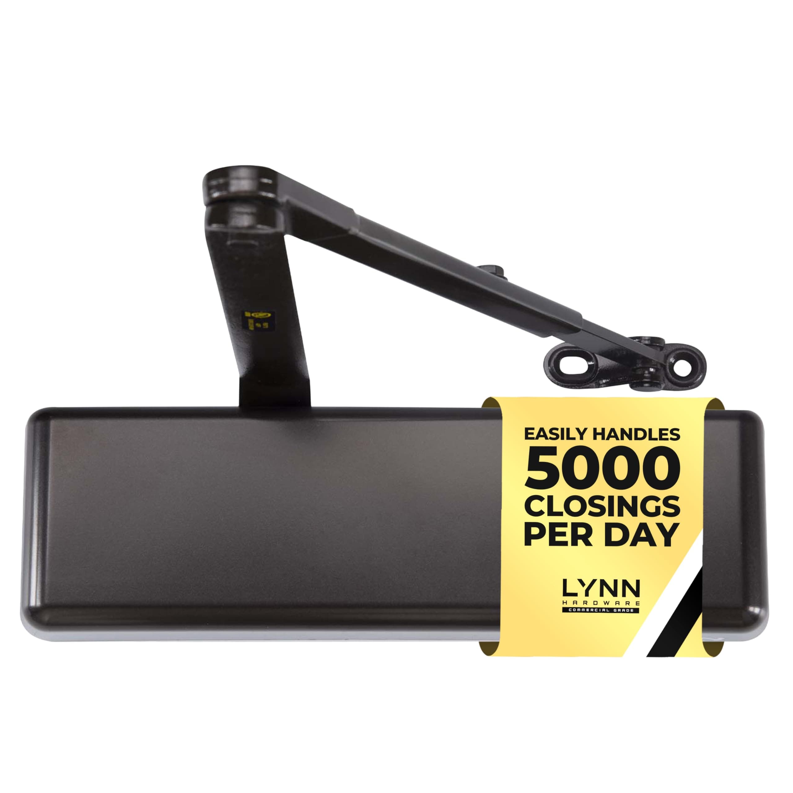 LYNN HARDWARE Extra Heavy Duty Automatic Door Closer (Dark Bronze) - Commercial Grade, Contractors Choice, Adjustable Speed, Delayed Closing Timer, 3 Mounting Options, 3 Hour Fire Rated (DC9016 Model)