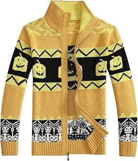 KederaMen's Cardigan Sweaters Stand Collar Cable Thick Knitted Full Zip Sweater with Pattern